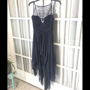 Blue Beaded Homecoming Dress
